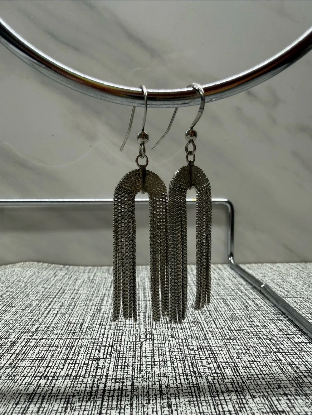 Silver Tassel Drop Earrings - Sleek Chain Fringe